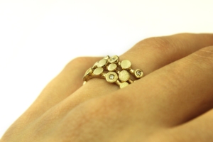 Vered Laor Gold Ring with diamonds, unique jewelry design, Israeli jewelry